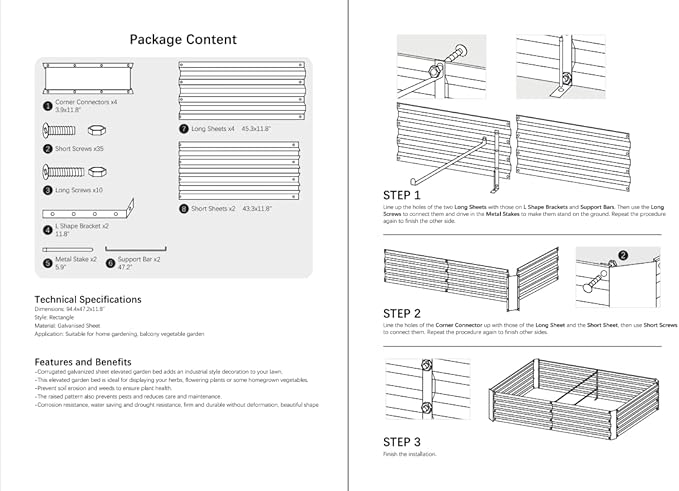 8x4x1ft Metal Raised Garden Bed Kit，Galvanized Garden Bed Box for Vegetables, Flowers, Herbs, and Succulents,240 Gallon Capacity - Green-Ruum Studio Home