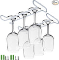 set 2 White Wine Glass Rack Under Cabinet Shelf 10 Inch Stemware Storage Hanging Hanger Organizer Glasses Holder with Drying Under Counter Metal for Kitchen and Bar-Ruum Studio Home