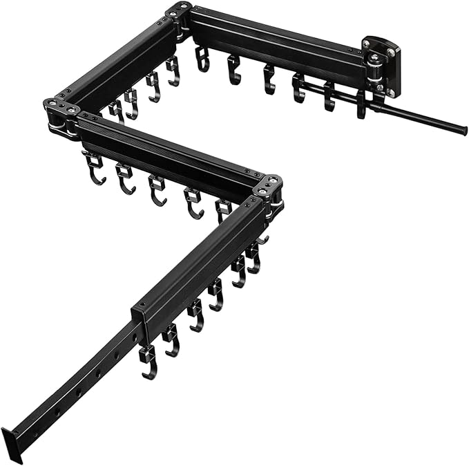 Gezen Clothes Drying Rack, Wall Mounted Drying Rack Clothing Retractable, Foldable Clothes Hanger Rack with 24 Hooks for Laundry Room Organization and Storage, Space Saving, Collapsible, Quad-Fold-Ruum Studio Home