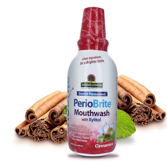 Nature's Answer Periobrite Cinamint Mouthwash| Promotes Healthy Teeth & Gums| Fights Bad Breath| Fluoride-Free, Alcohol-Free, Gluten-Free & Vegan| No Artificial Preservatives 16oz-Ruum Studio Home
