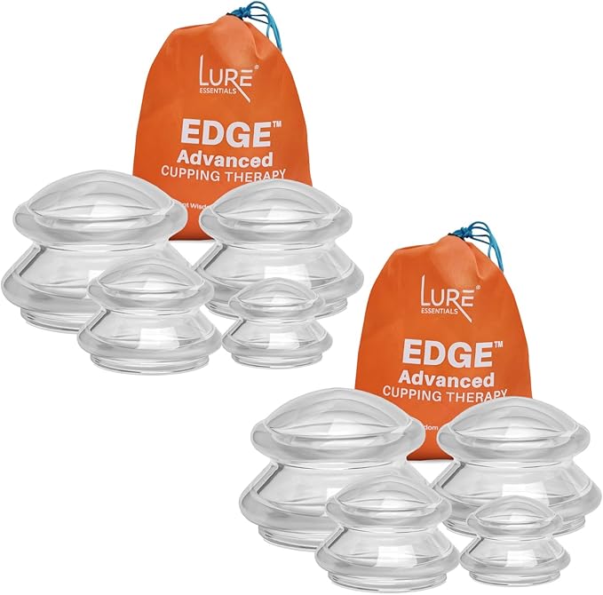 Silicone Cupping Therapy Set Professional Massage Cupping Cups for Cupping Therapy - 8 Cup Kit for Massage, Myofascial Release, Cellulite Reduction - Pack of 2 (Lure Clear)-Ruum Studio Home