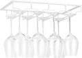 Wine Glass Rack Under Cabinet - Stemware Holder Metal Wine Glass Organizer Glasses Storage Hanger for Bar Kitchen Brown 4 Rows White-Ruum Studio Home