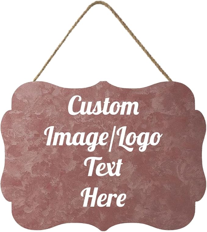 Personalized Wooden Welcome Sign for Front Door - Customized Home Decor with Image/Text - Hanging Farmhouse Decorations for Home Office - 11.2 * 8 Inch-Ruum Studio Home