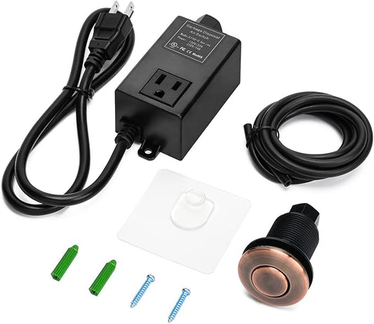 Garbage Disposal Air Switch Kit for SinkTop Waste Disposal with Stainless Steel Oil Rubbed Bronze(ORB) Short Air Button by briidea-Ruum Studio Home