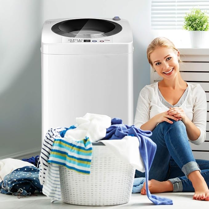 Giantex Portable Washing Machine, Full Automatic Washer and Dryer Combo, with Built-in Pump Drain 8 LBS Capacity Compact Laundry Washer Spin Dryer for Apartment RV Dorm-Ruum Studio Home