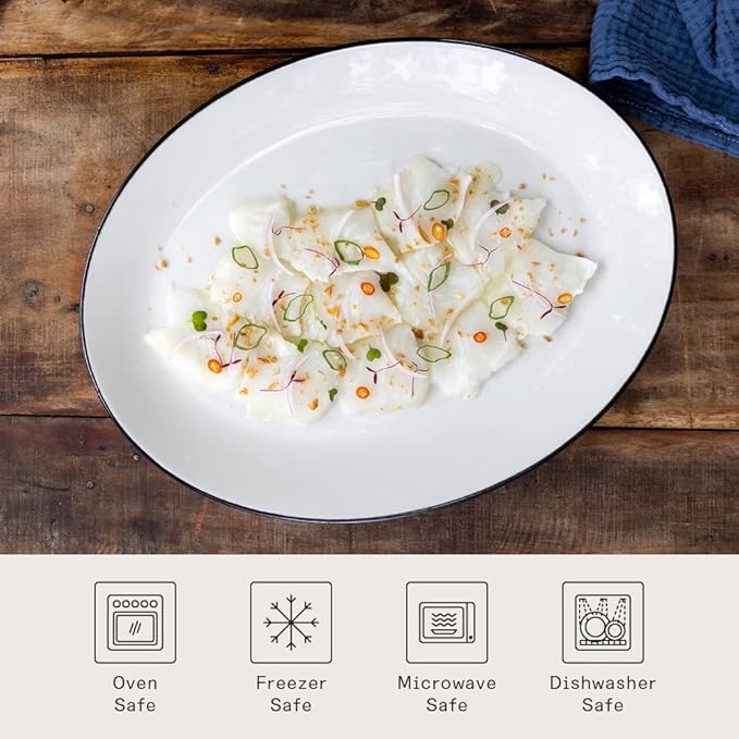 Made In Cookware - Serving Platter - White With Black Rim - Porcelain - Crafted in England-Ruum Studio Home