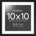 Homeforia 10x10 Picture Frame Black Wood, High-End Oak 10 x 10 Square Frames with Mat 8 by 8 Photo, 10by10 Wooden Frame Matted to 8x8 Print, Wall or Tabletop Frames, Tempered Glass, Wall Kit, Set of 1-Ruum Studio Home