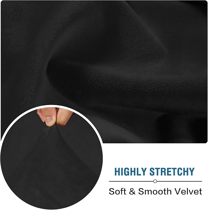 H.VERSAILTEX Velvet Stretch Individual Couch Cushion Cover Plush Cushion Slipcover for Loveseat Sofa Cushion Furniture Protector Seat Cushion Sofa Cover (1 Piece Sofa Cushion Cover, Black)-Ruum Studio Home