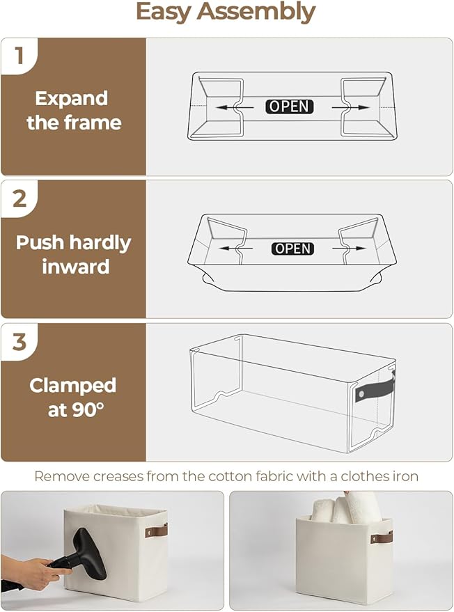 StorageWorks Narrow Storage Bins, Small Basket for Closet and Shelves, Rectangular Fabric Organizer with Handles, Toilet Paper Storage, Beige, 2-Pack-Ruum Studio Home
