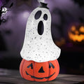 Halloween Snow Globe Lantern Spooky Glost and Pumpkin Halloween Snow Globes Musical Water Glitter Globe with 6H Timer Battery Operated or USB Powered for Spooky Home Decorations (Ghost and Pumpkin)-Ruum Studio Home