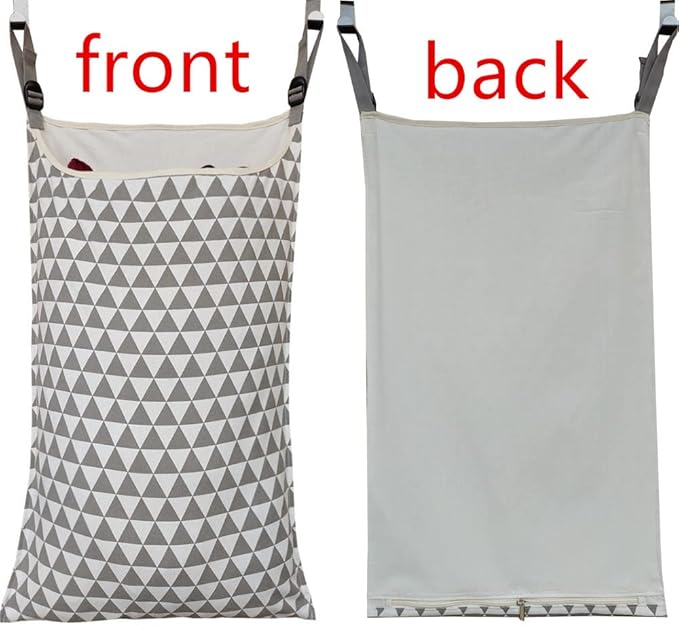 Adjustable Space Saving Door Hanging Laundry Hamper Bag with Over Door Hooks for Dirty Laundry-Ruum Studio Home