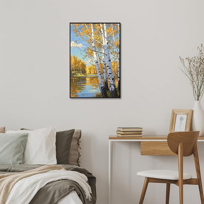 Poplar trees beside the blue sky and white clouds are suitable for living rooms bedrooms and offices Landscape posters and wall paintings-Ruum Studio Home