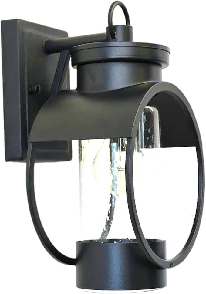 Muskoka Lifestyle Products Black Outdoor Weatherproof Wall Sconce Light Fixture, Rustic Porch Light, Entryway Light, Outdoor Wall Sconce Lantern-Ruum Studio Home