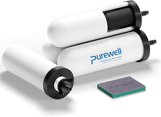 Purewell PF-4 Ceramic Purification Elements, Replacement Filters for ProOne® and Berkey® Filters, ProOne® or Berkey® Big+ Countertop Gravity Water Filter System and Purewell System (4 Pack, K Series)-Ruum Studio Home