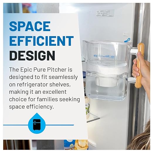Epic Water Filters Pure Filter Pitchers for Drinking Water, 10 Cup 150 Gallon Filter, Tritan BPA Free, Removes Fluoride, Chlorine, Lead, Forever Chemicals (White & Bamboo)-Ruum Studio Home