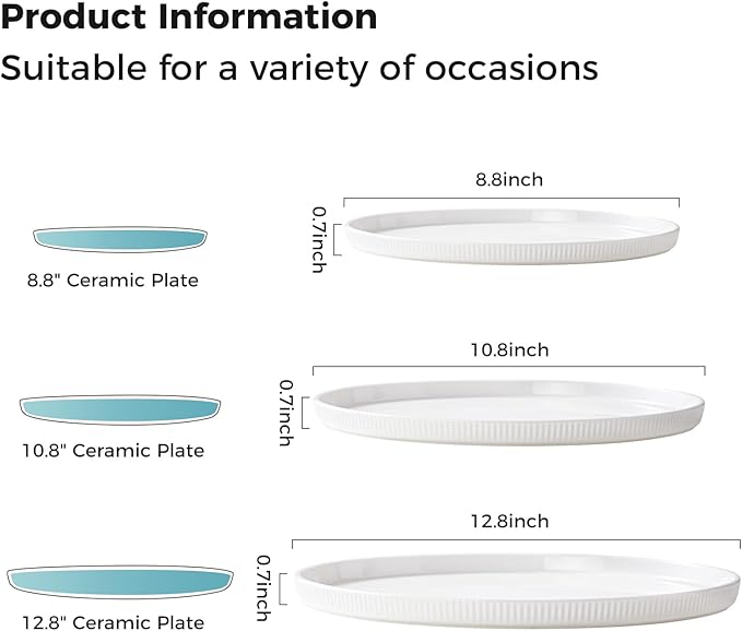 3 Packs Serving Platters, Large Serving Tray, Round Platters for Serving Food, Food Tray for Veggie Fruit Snack Dessert Cheese, White Ceramic Serving Trays for Party, Entertaining, 12.8”/10.8”/8.8”-Ruum Studio Home