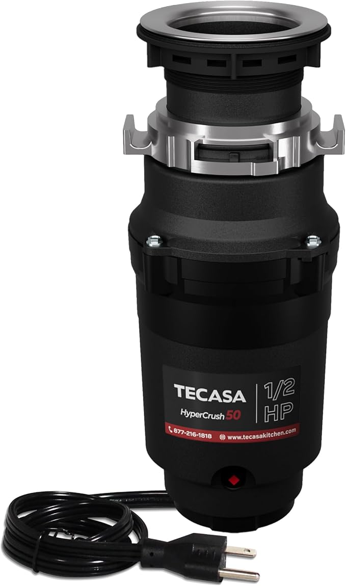 1/2 HP Garbage Disposals, TECASA Continuous Feed, Stainless Steel Food Waste Grinding System for Kitchen Sink Food Waste, Power Cord Included, Black - HyperCrush 50-Ruum Studio Home