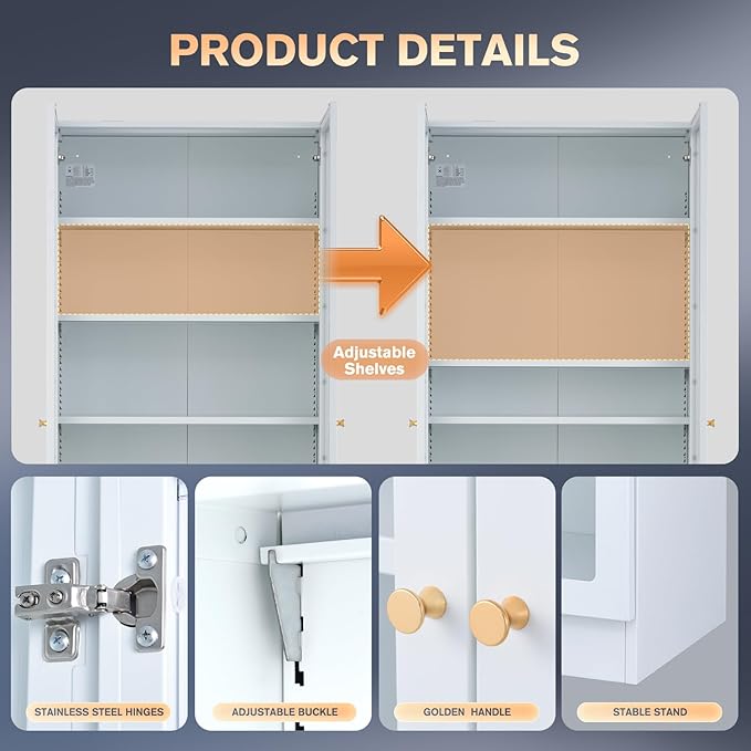 32" Wide Metal Storage Cabinet with Acrylic Doors and 4 Adjustable Shelves, 71" Tall Bookshelf, 5-Tier Freestanding Kitchen Pantry Cabinet with Anti-Tipping for Small Spaces/Kitchen/Living Room-Ruum Studio Home