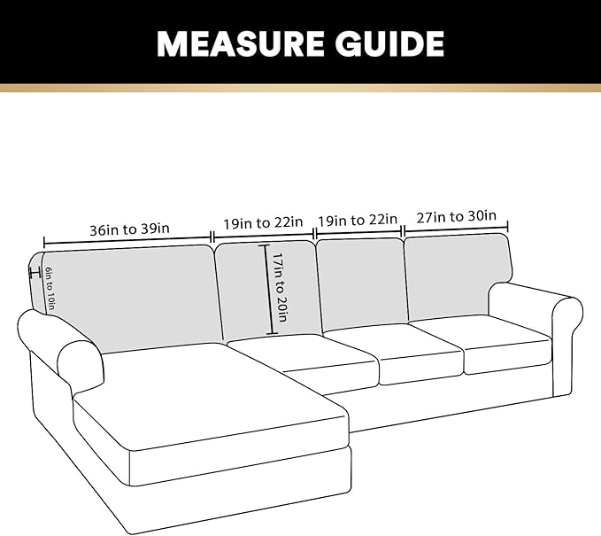 PrinceDeco Sectional Couch Covers Velvet Cushion Covers for Sectional Couch Washable Cushion Covers for Sectional Sofa Pet Friendly Sectional Sofa Slipcovers(1 Chaise Back+ 3 Sofa Back,Grey)-Ruum Studio Home