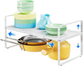 Expandable Cabinet Shelf Organizers, Kitchen Small Stand Rack Organization for Countertop Cupborad Pantry, White 1 Pack-Ruum Studio Home