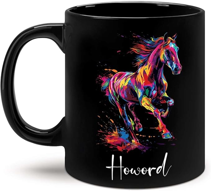 Horse Animal Themed Coffee Mug, Personalized Name Horse Black Cup, Gift For Men Women, Colorful Horse Design Mug, Customized Horse Animal Cup 11oz 15oz, Custom Horse Ceramic Mug-Ruum Studio Home