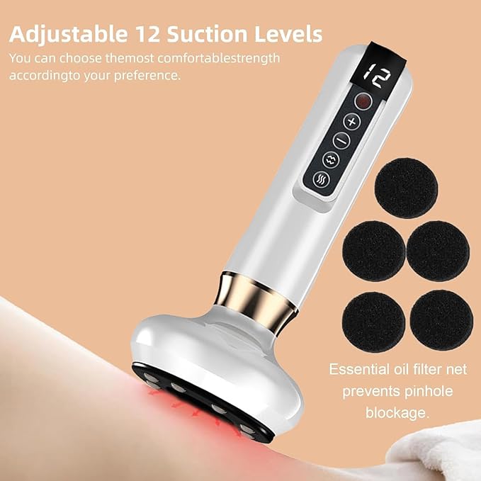 Handheld Cellulite Massager Tool- Elouris Cellulite Tool, 3 in 1 Vacuum Cupping kit, 12-Level Adjustable Cupping kit for Massage Therapy、Cupping Machine.(White)-Ruum Studio Home