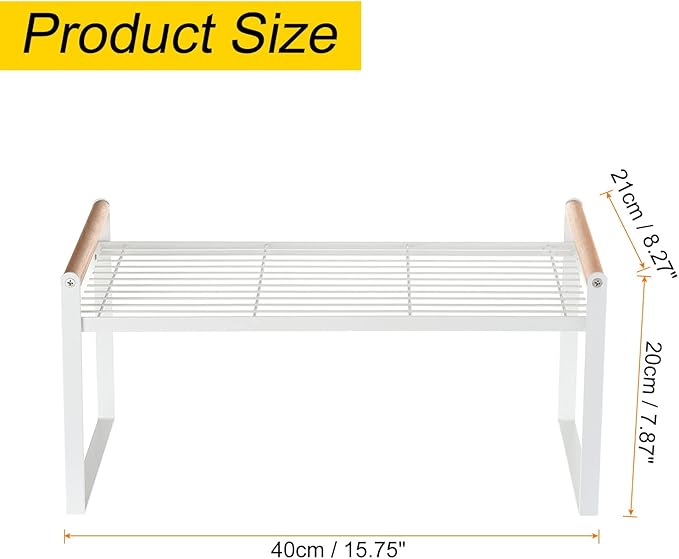 PATIKIL Kitchen Cabinet Shelf Organizer, Wood Counter Shelf Stackable Storage Shelf For Cupboard, Pantry, Corner, Under Sink - White-Ruum Studio Home