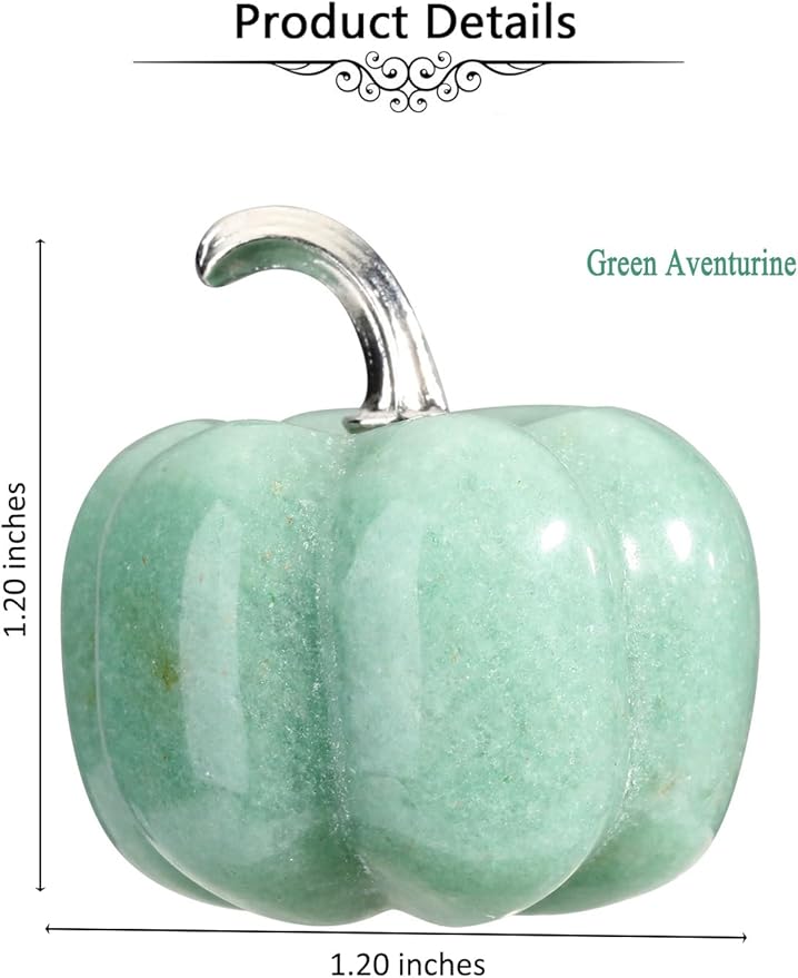 Jovivi Green Aventurine Crystal Pumpkin Figurine, 1.2" Mini Carved Gemstone Pumpkin Statue Decor Healing Stones Decorative Ornaments for Fall Harvest Thanksgiving Halloween Decorations Home Decor-Ruum Studio Home