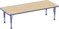 FDP Rectangle Activity School and Classroom Kids Table (30 x 72 inch), Chunky Toddler Leg, Adjustable Height 15-24 inches - Maple Top and Blue Edge-Ruum Studio Home