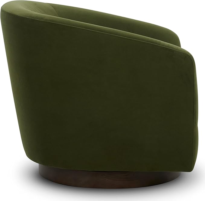 CHITA Swivel Accent Chair, FSC Certified Upholstered Velvet Barrel Chair for Living Room, Fully Assembled, Forest Green-Ruum Studio Home