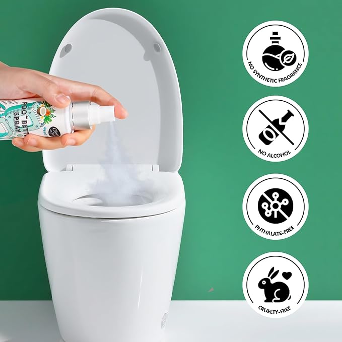 Clean-n-Fresh Toilet Spray 6.8 Fl.Oz, Poop Spray Beach Coco, Bathroom Air Fresheners Spray, Long Lasting Odor Eliminator - Coconut, Vanilla & Lily of the Valley-Ruum Studio Home