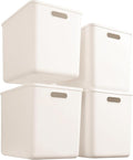 4 pack large plastic White storage bins Baskets, Toy Box Chest with Lids and Handle，Organizer Containers for Baby，Kids,snacks,Nursery，Shelves，Playroom, Bedroom，Office,Closet，home-Ruum Studio Home