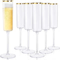Ciaell 24 Pack Plastic Champagne Flutes - 6Oz Gold Rim Disposable Champagne Glasses - Square Clear Plastic Toasting Glasses for Party Birthday Anniversary Wedding-Ruum Studio Home