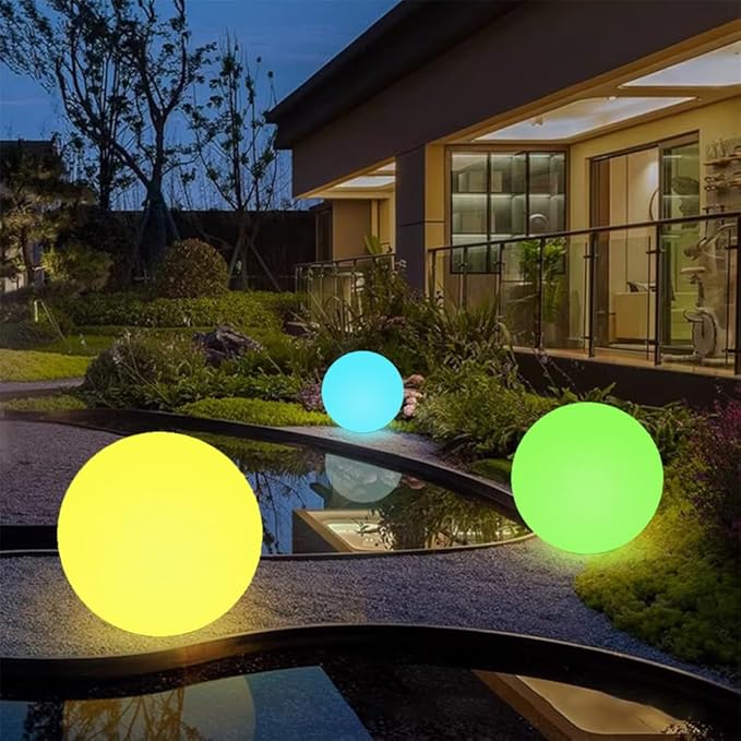 Large LED Glowing Ball Light, 20-in Outdoor LED Garden Orb Lights, Rechargeable Globe Lights RGB Color Changing Globe Floor Lamp Mood Lamp w/Remote, Waterproof Light Up Ball Light for Patio Lawn Decor-Ruum Studio Home