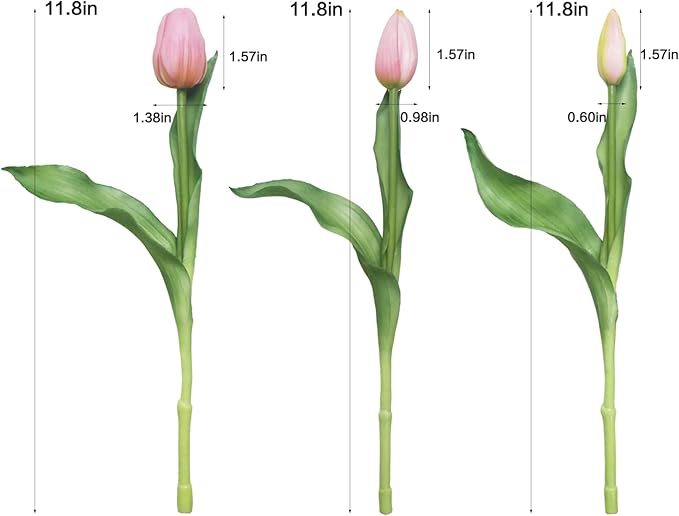 15pcs Artificial Tulips Flowers, Fake Tulips Real Touch, Faux Latex Bouquets, for Party Wedding Home Room Decoration (Pink)-Ruum Studio Home