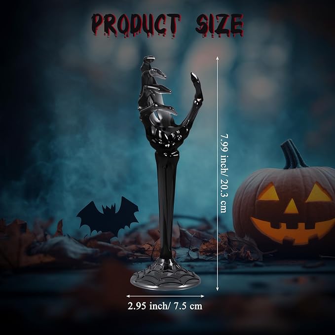 LemonRoad 2 Pcs Halloween Skull Candle Holders Halloween Table Centerpieces Fireplace Decorations Skeleton Gothic Decor Horror Skeleton Skull Candlestick Holders for Home Office Bar Party Supplies-Ruum Studio Home