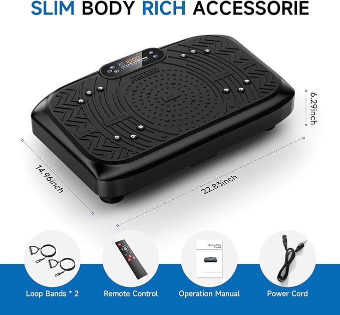 Vibration Plate Exercise Machine Weight Loss, Full Body Workout Vibration Plate Lymphatic Drainage, 199 Adjustable Speeds Power Shaping Vibrating Plate 450 Lbs Capacity Fitness Platform-Ruum Studio Home