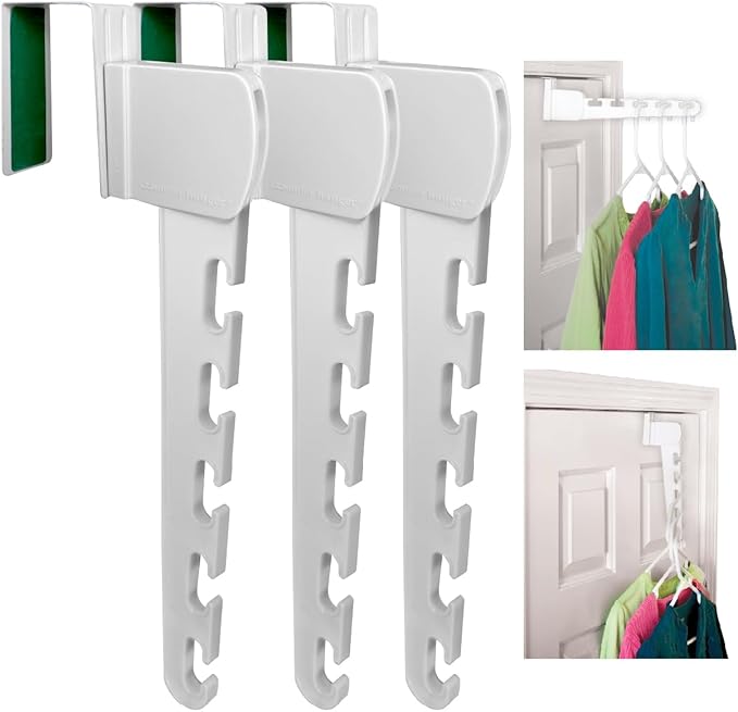 Wonder Hanger Over The Door 3-Pack Organizer for Clothes Hangers, Space-Saving Cascading Hanger Hooks, White-Ruum Studio Home
