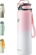Enerbone 32 oz Insulated Water Bottle, Stainless Steel Bottle with Carrying Strap, Double-Wall Vacuum Insulation Design, Leakproof Sports Bottle with Straw, Keep Drinks Cold or Hot for Hours-Ruum Studio Home