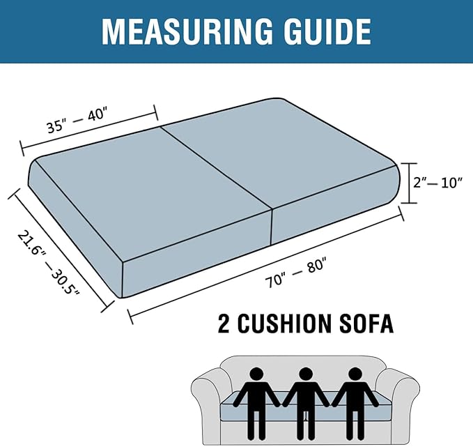 H.VERSAILTEX Super Stretch Individual Seat & Couch Cover Sets - Thick Jacquard Textured Twill Fabric (2 Piece Large Sofa Cushion Covers, Caramel)-Ruum Studio Home