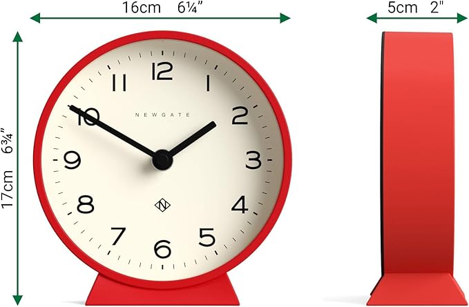 NEWGATE® M Mantel Echo Desk Clock | Modern Round Design | Red | Easy to Read Numbers | Contemporary Style for Desk, Table, Shelf or Bedside-Ruum Studio Home