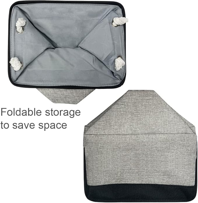 TcaFmac Organization and Storage Basket for Shelves - 16x12x12 inch Large 2 Pack Collapsible Storage Boxs for Organizing, Fabric Storage Cubes for Closet Cloth Toy Books Kids(Black&Grey)-Ruum Studio Home