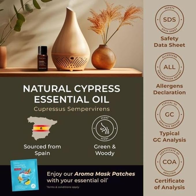 Gya Labs Cypress Essential Oil for Diffuser - 0.34 Fl Oz - 100% Pure Natural Cypress Oil for Aromatherapy & Candle Making Scent-Ruum Studio Home