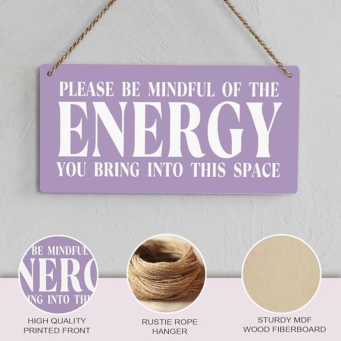 Purple Decor Spiritual Meditation Room Decor Inspirational Spa Decoration Positive Affirmations Wall Wood Plaque Sign Hanging Door Sign Home Office Yoga Room Decoration-Ruum Studio Home