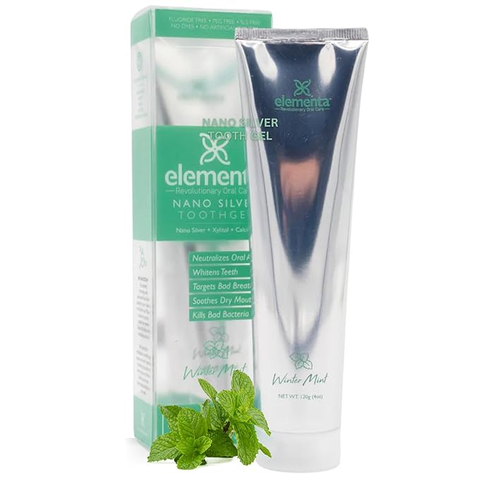 Elementa Silver Non-Foaming Toothpaste Wintermint Flavor | 5 in 1 Teeth Whitening Gel 4 Fl oz | Dentist Formulated All Natural | Professional Whitening Gel | Fluoride Free | Fresh Breath-Ruum Studio Home