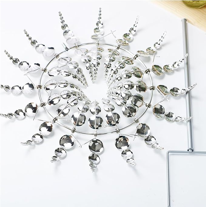Unique and Magical Metal Windmill, 2Pcs Wind Spinners, 3D Wind Powered Kinetic Sculpture, Stainless Steel Wind Spinners, Wind Mill for Yard and Garden (2PCS-Silver)-Ruum Studio Home