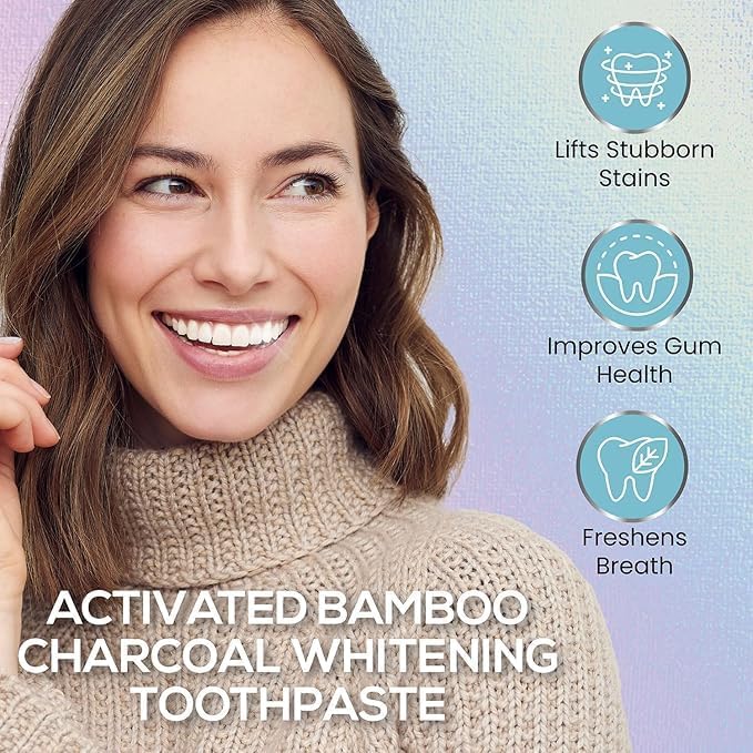 Venus Visage Activated Charcoal Toothpaste for Whitening, 3 Pack - Effective Teeth Whitening Toothpaste for Surface Stains - Peppermint Flavor (3.7 oz/105 g)-Ruum Studio Home