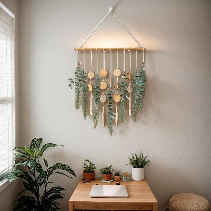 Artificial Eucalyptus Wall Decor Fake Greenery Leaves Stems Home Decor Wall Hanging Plants Boho Rustic Farmhouse Decor for Bedroom Kitchen Dining Room Livingroom Bathroom Livingroom (Small)-Ruum Studio Home