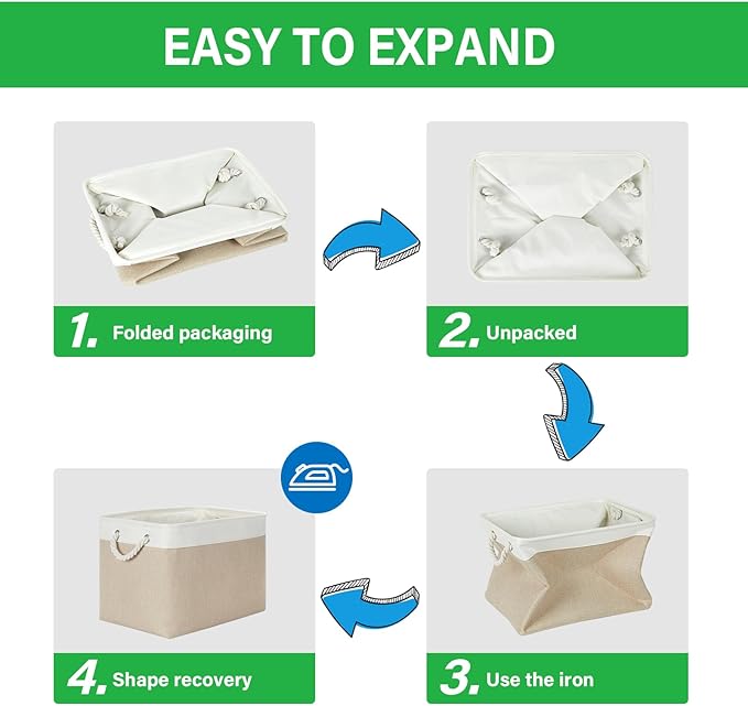 Bidtakay Large Storage Baskets for Organizing Fabric Closet Organizers Storage Bins with Handles 3-Pack 16x11.8x11.8 Inch Collapsible Baskets for Shelves Clothes Home Organization L-White&Beige-Ruum Studio Home