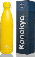 Insulated Water Bottles,25 oz Double Wall Stainless Steel Vacumm Metal Flask for Sports Travel,Yellow-Ruum Studio Home